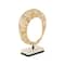 12.5" Brown Abstract Handmade Mobius Strip Sculpture with White Marble Base
